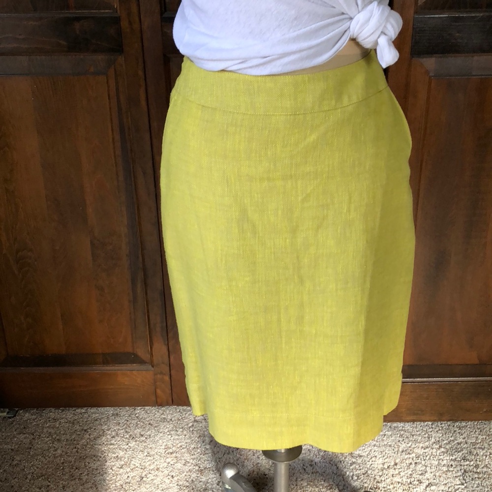 Yellow linen pencil skirt
